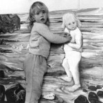 James  with a painting of himself by Margaret Lawlor-Bartlett at  Ihumatao in 1974